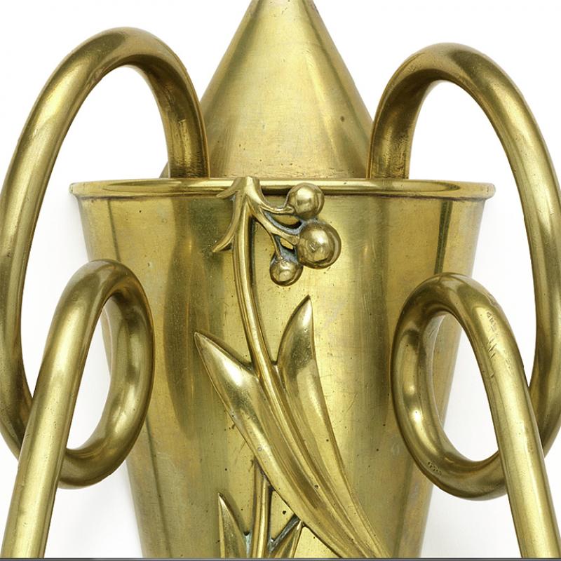 Dagobert Peche Lyrical Double Light Sconce In Brass Attributed To