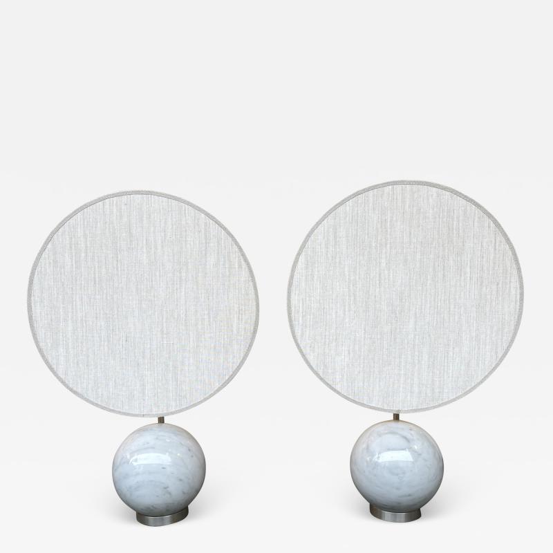  3 Luci Pair of Modular Marble Ball Lamps by 3 Luci Italy 1970s