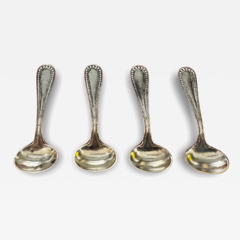  4 Sterling Silver Beaded Edge Mini Souvenir Salt Spoons 3 05g each