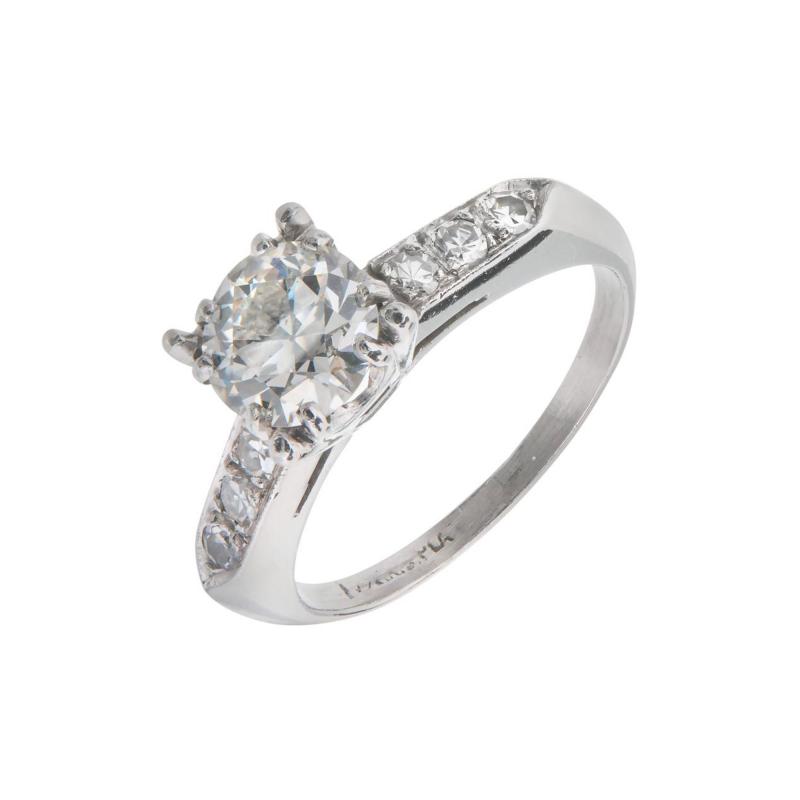 .90 Carat Transitional Cut Diamond Platinum Engagement Ring