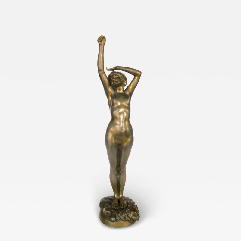  A Calendi Bronze Sculpture Nude Woman Stretching Femme nue s etirant by A Calendi
