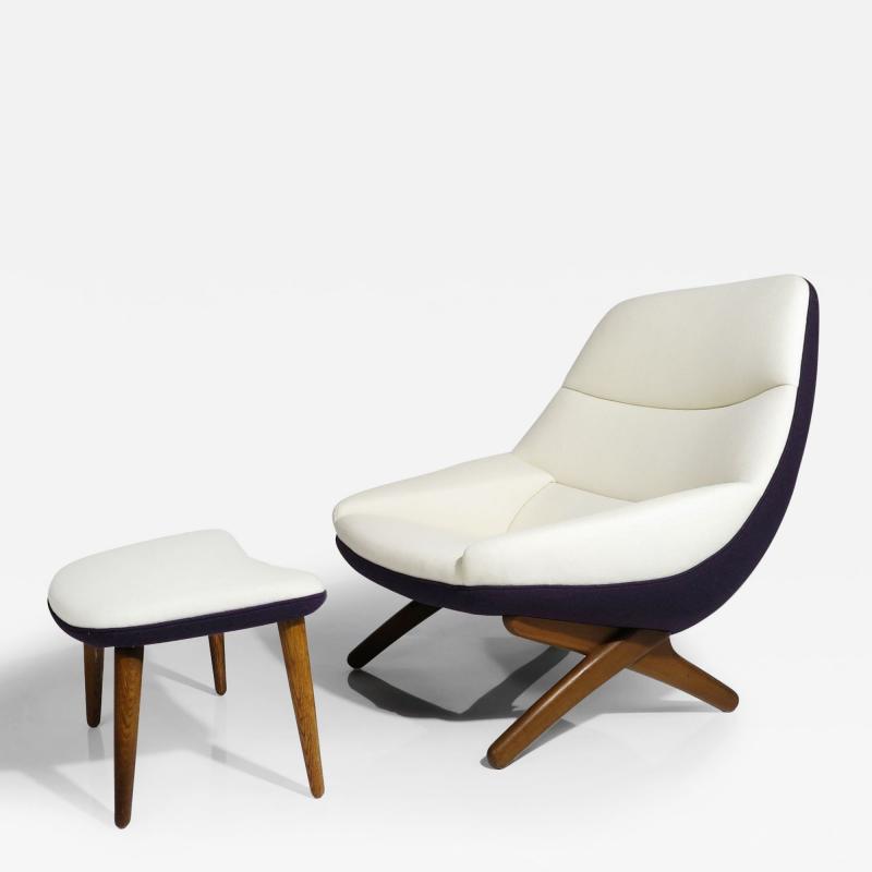  A Mikael Laursen Illum Wikkelso for Mikael Laursen Danish Lounge Chair and Ottoman