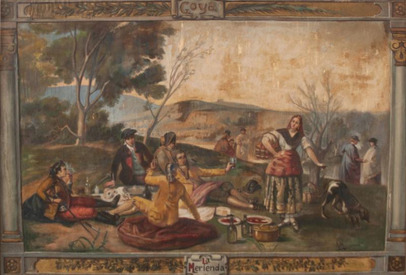  A Minguez Large Framed Painting La Merienda by A Minguez