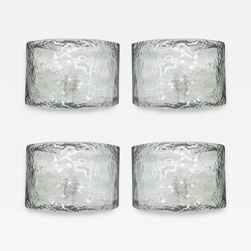  A V Mazzega 2 Pairs Italian Mid Century Modern Murano Venetian Ice Glass Sconces Mazzega