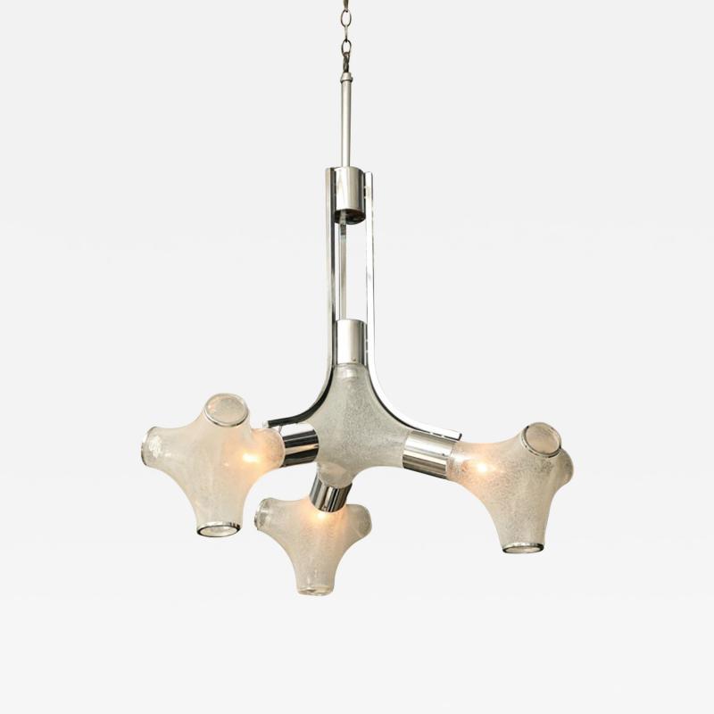 A V Mazzega Italian Modern Glass And Polished Chrome Chandelier A V Mazzega Italian Modern Glass And Polished Chrome Chandelier