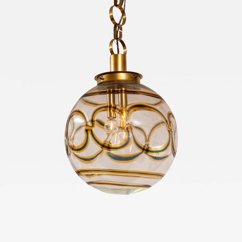  A V Mazzega Large Vintage Italian Brass Globe Pendant Ceiling Fixture