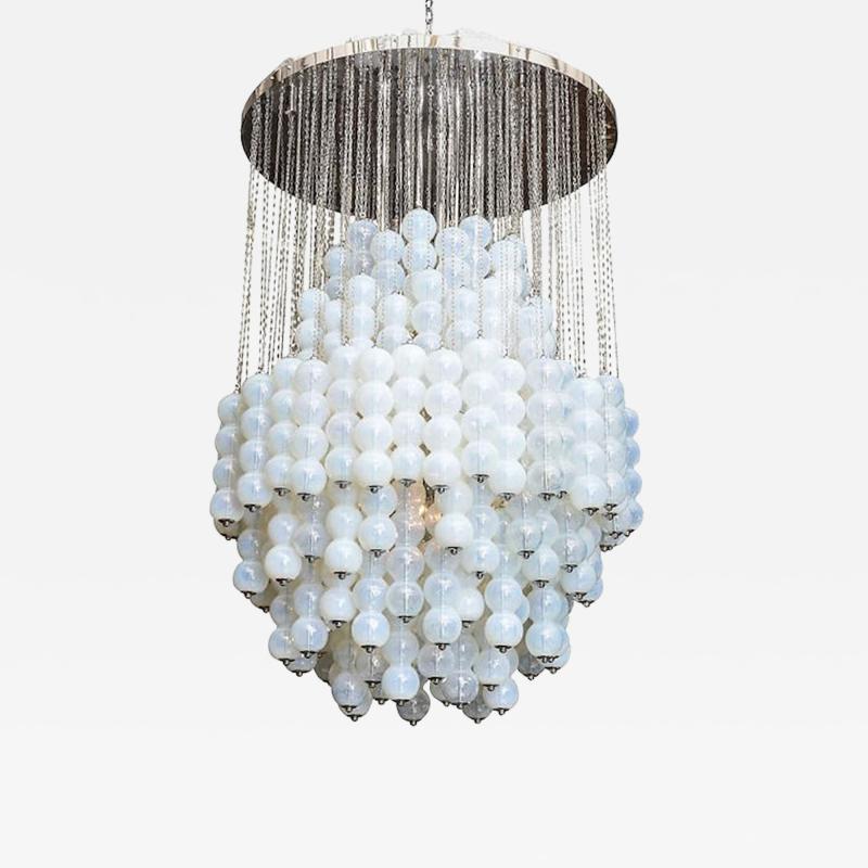  A V Mazzega Monumental Italia Modern Polished Chrome and Glass Chandelier Mazzega