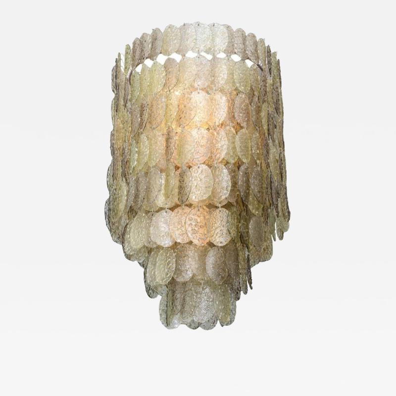  A V Mazzega Monumental Italian Modern Amber Glass Chandelier by Mazzega