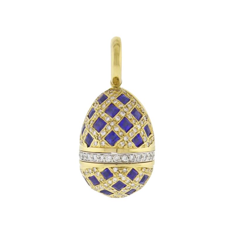  AARON BASHA Aaron Basha Sapphire and Diamond Egg Charm Pendant
