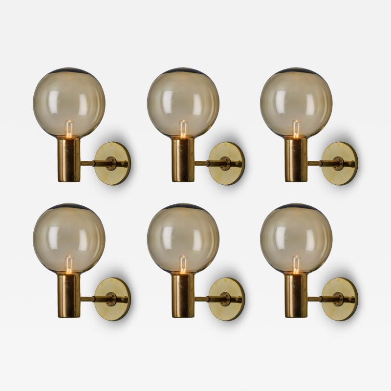  AB Markaryd 1960s Hans Agne Jakobsson V149 Glass Brass Wall Lamp for Markaryd