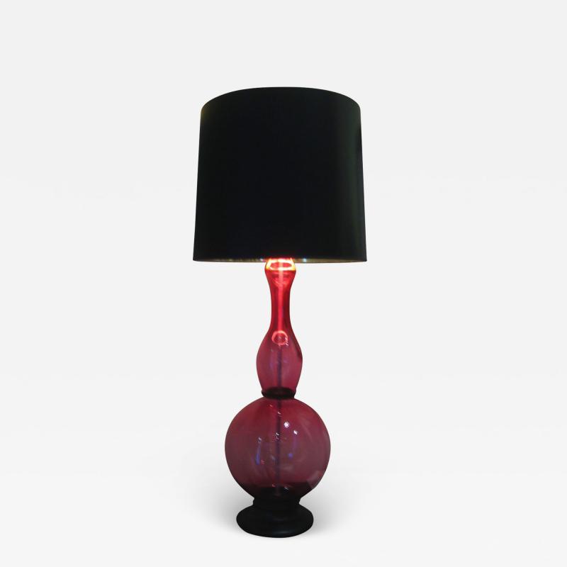  ADG Lighting Blown Glass Pink Lamp with Black Laquered Shade