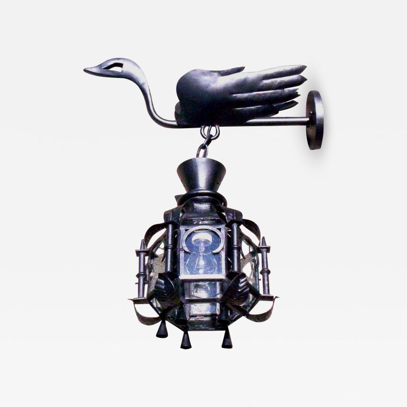 ADG Lighting Forged swan lantern on forged arm