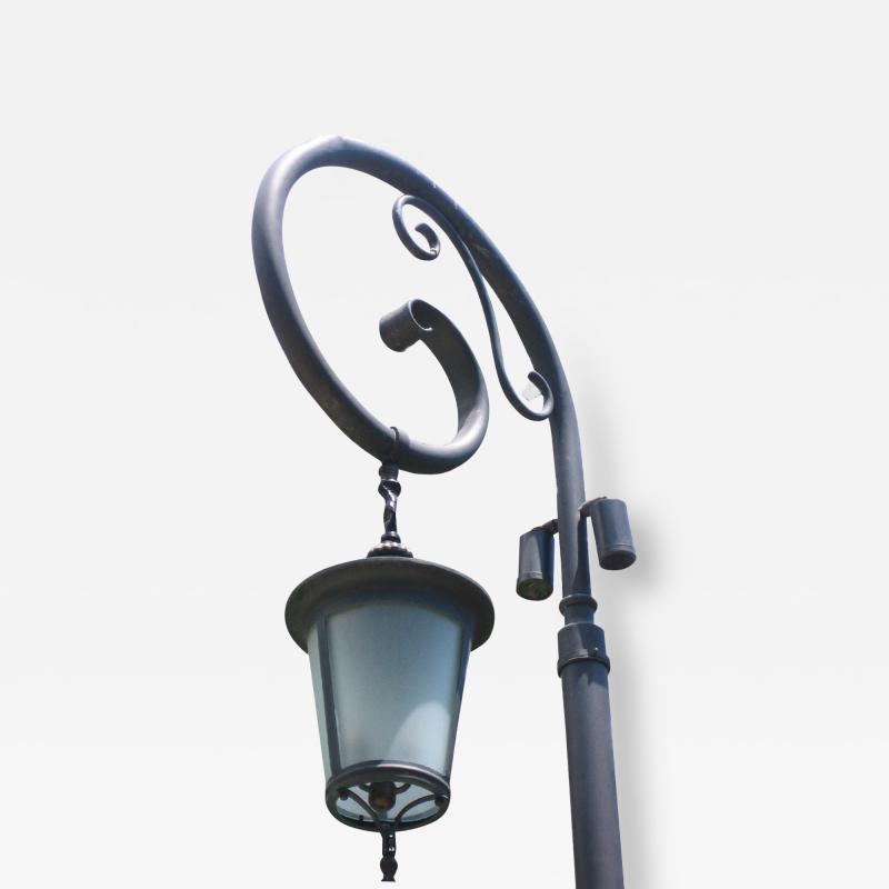  ADG Lighting Round Lantern Pendant on Scroll Post Arm