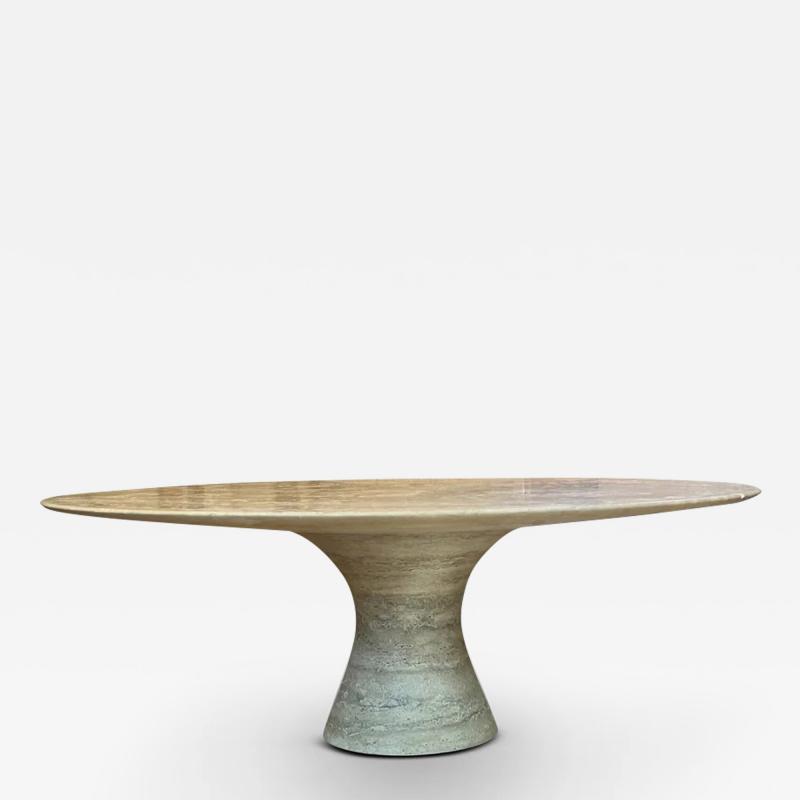  ALINEA ANGELO M LR 26 100 LOW ROUND TABLE IN TRAVERTINE SILVER IN HONED FINISH