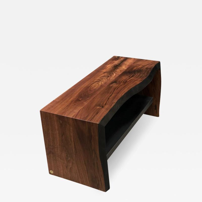  AMBROZIA 3ft Live Edge Wood Bench by Ambrozia in Solid Walnut and Blackened Steel