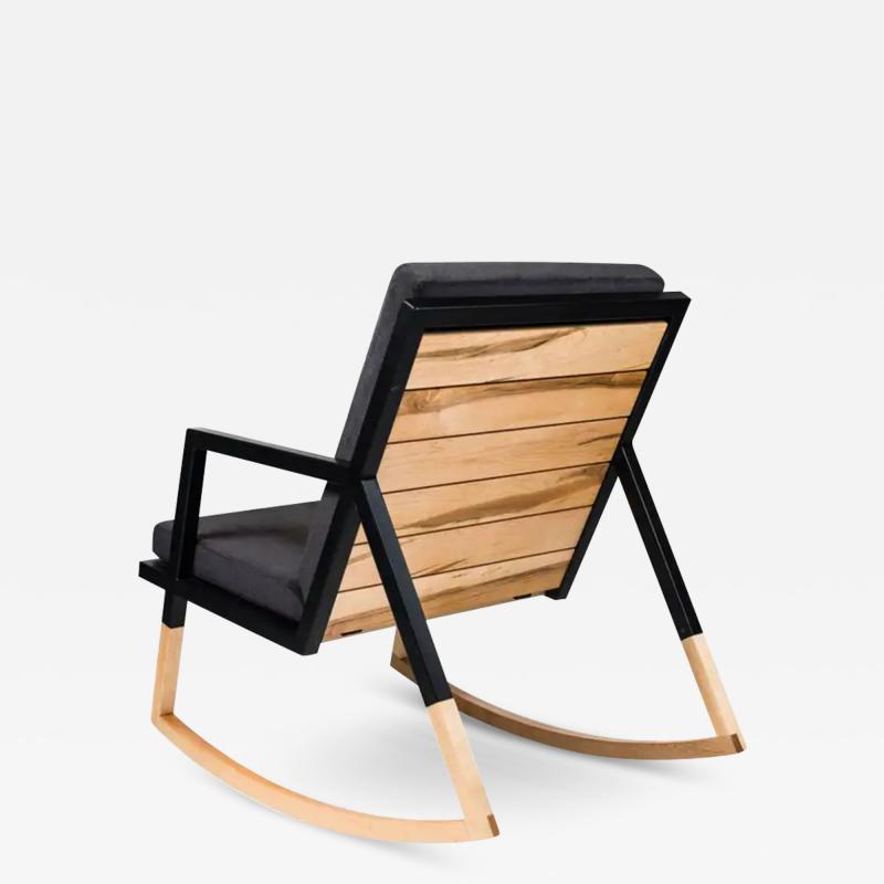  AMBROZIA Gabriella Rocking Chair by Ambrozia Maple Black Steel Dark Gray Upholstery
