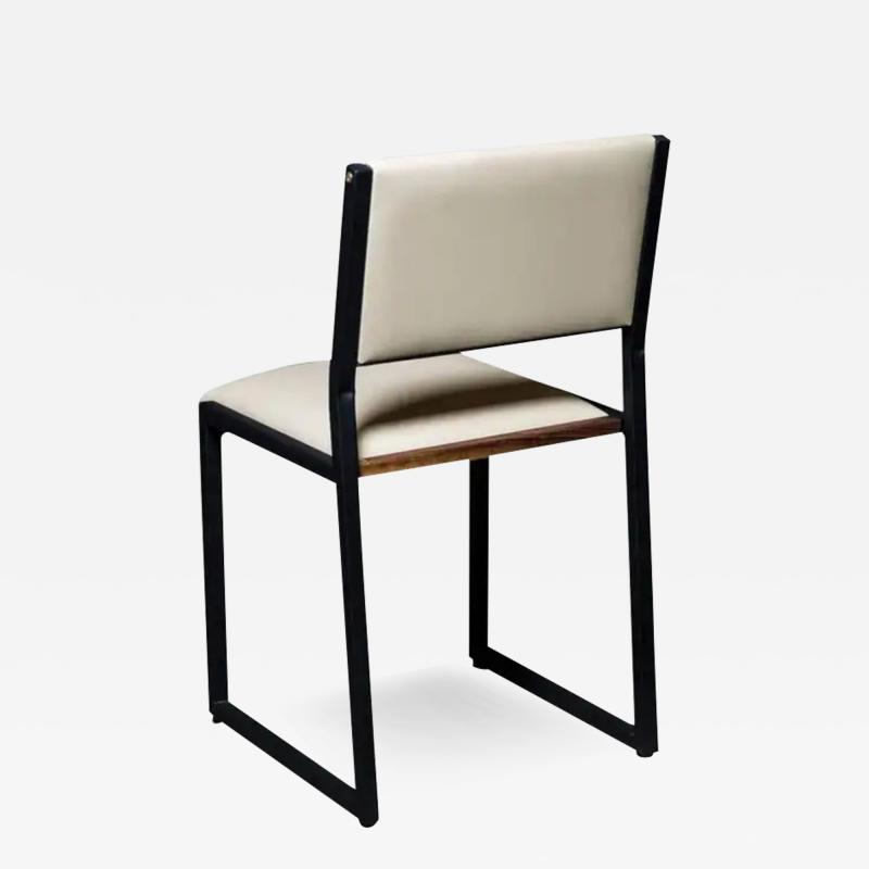  AMBROZIA Shaker Modern Chair by Ambrozia Solid Walnut Black Steel Cream Vinyl