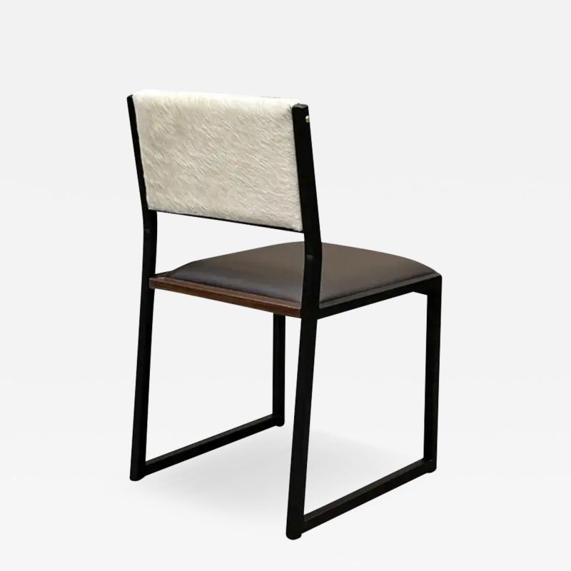  AMBROZIA Shaker Modern Chair by Ambrozia Walnut Dark Brown Leather White Cowhide