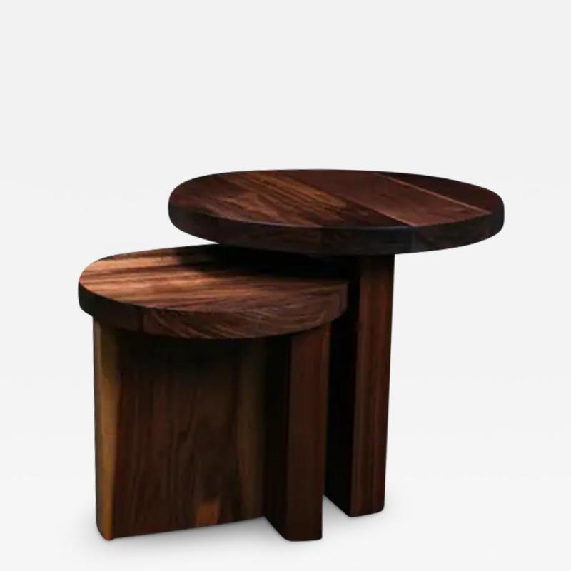  AMBROZIA TOTEM Side Tables by AMBROZIA Solid Walnut Set 