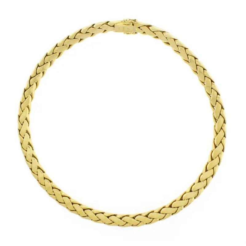  Abel Zimmerman 18KT GOLD DOMED HERRINGBONE NECKLACE MADE BY ABEL AND ZIMMERMAN
