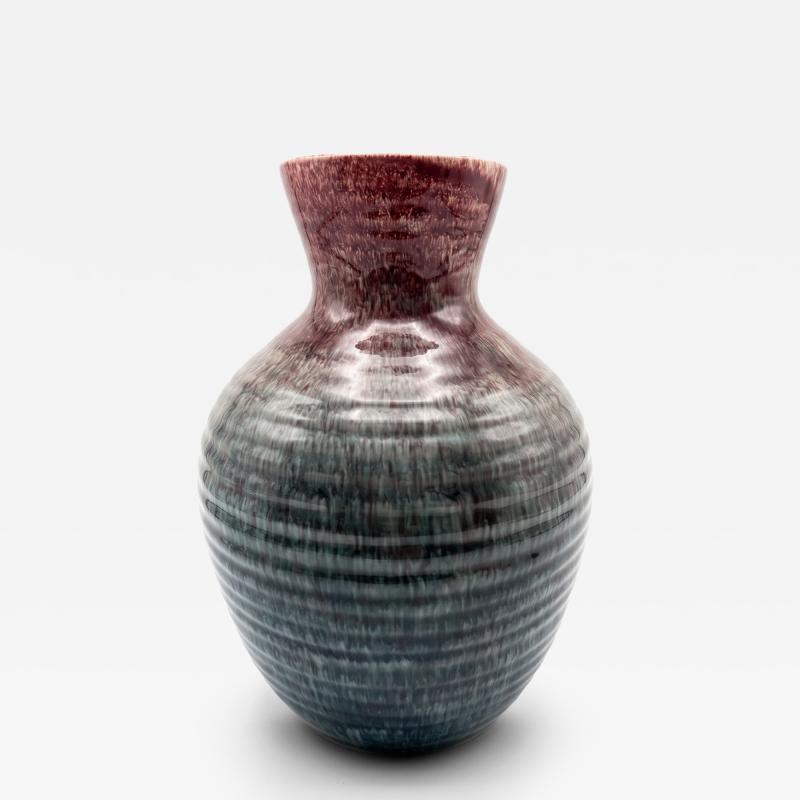  Accolay Pottery Large Accolay Green Oxblood Flambe Ceramic Vase French MCM Studio Pottery