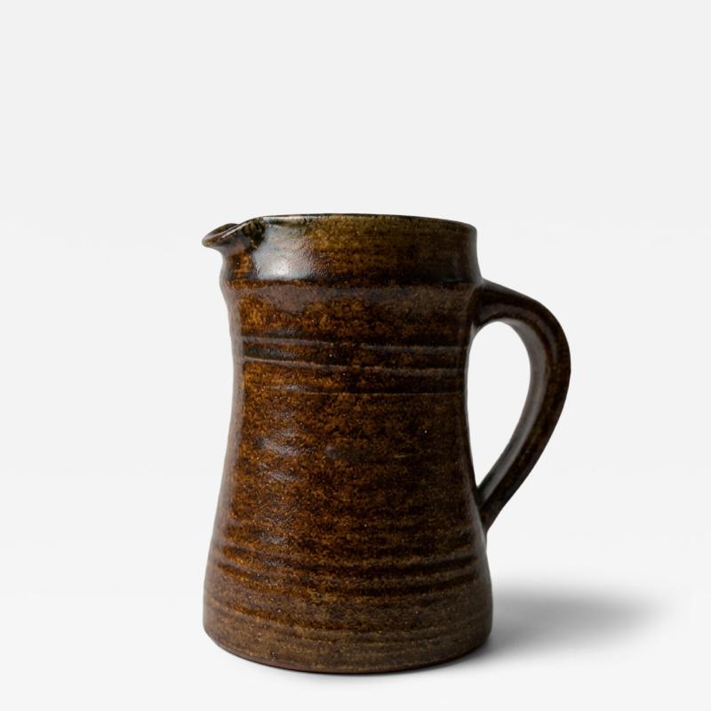  Accolay Pottery Poterie dAccolay Brutalist Tobacco Glazed Ceramic Pitcher 13cm