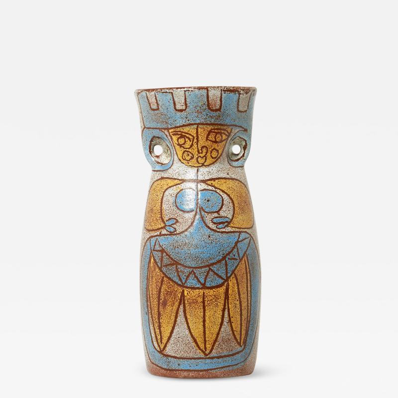  Accolay Pottery Rare Mid Century Large French Accolay ceramic totem vase 1950s