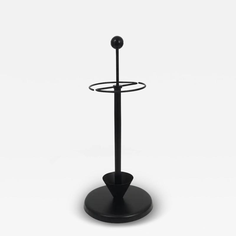  Achille Pier Giacomo Castiglioni Black Post Modern Castiglioni Memphis Style Umbrella Stand Italy 1980s