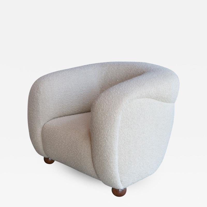  Adesso Studio Custom Barrel Lounge Chair in Ivory Boucle by Adesso Imports