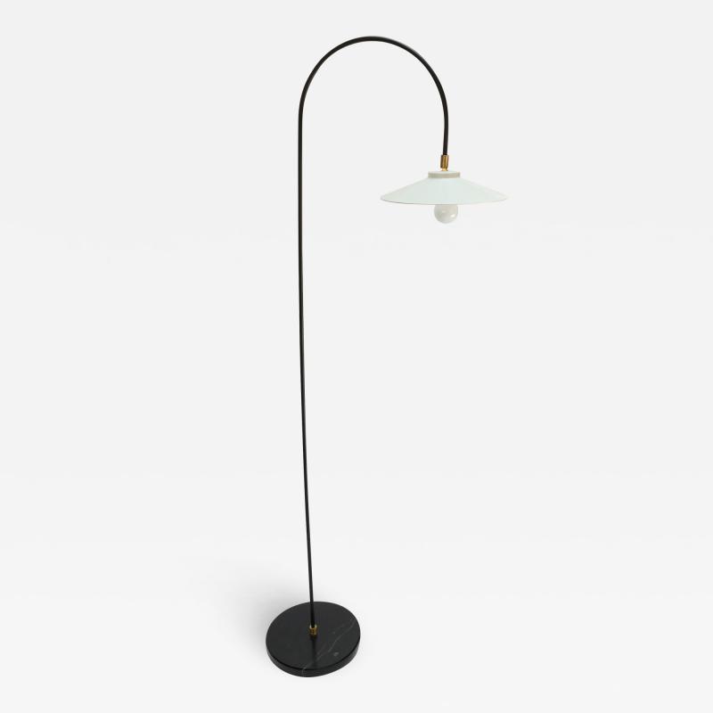  Adesso Studio Custom Black White Metal Mid Century Style Arch Floor Lamp with Marble Base
