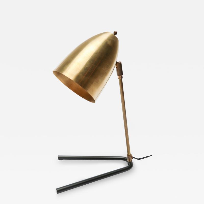  Adesso Studio Custom Brass and Black Metal Mid Century Style Desk Lamp