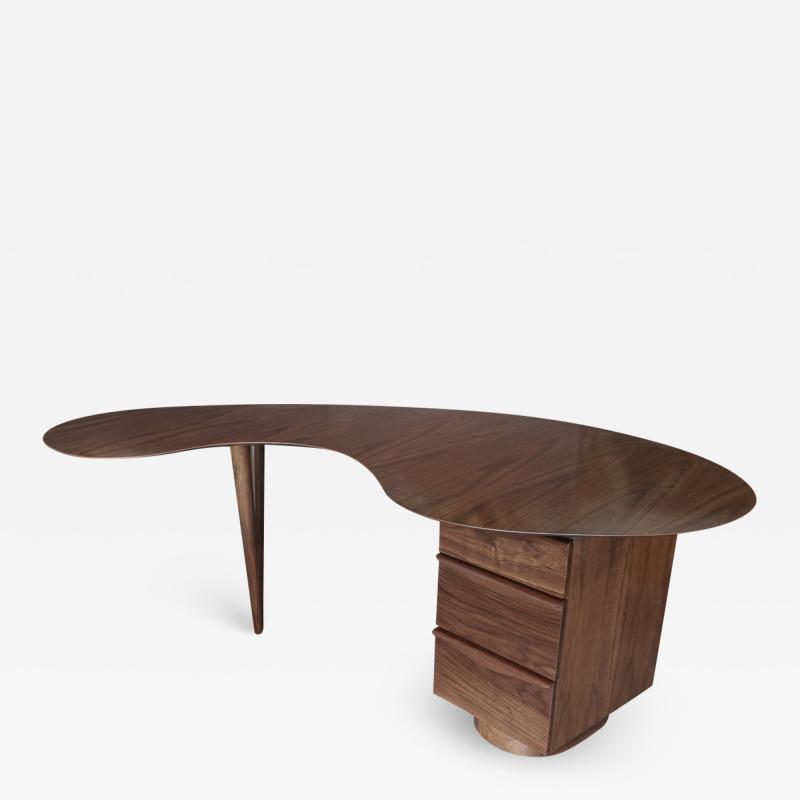  Adesso Studio Custom Mid Century Style Curved Walnut Desk