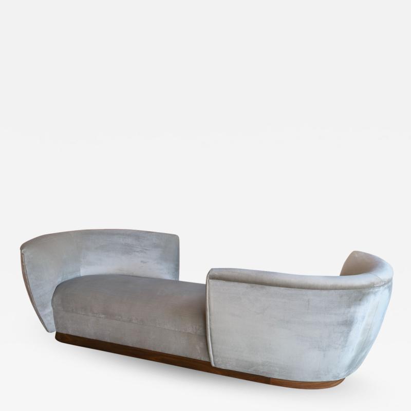  Adesso Studio Custom Tete a Tete Sofa Bench in Grey Velvet with Walnut Base by Adesso Imports