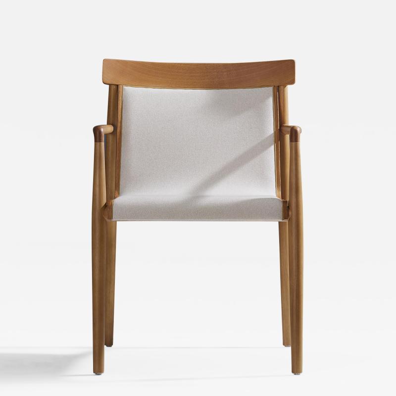  Adolini Simonini Contemporary Chair in Natural Solid Wood Upholstered Natural Wood Back Arms
