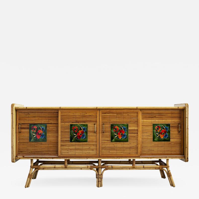  Adrien Audoux Frida Minet AUDOUX MINET RATTAN SIDEBOARD