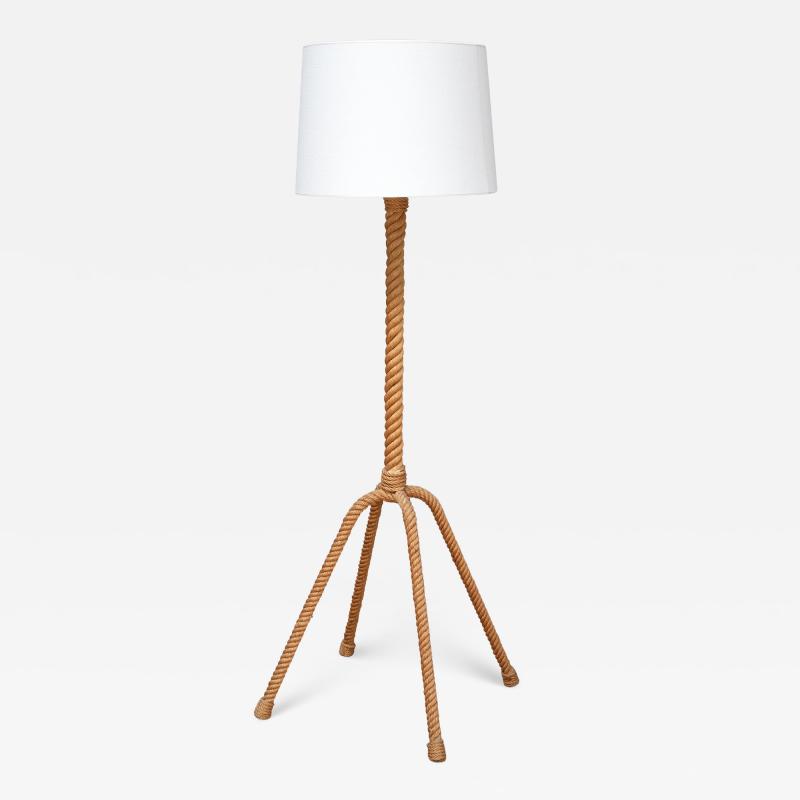  Adrien Audoux Frida Minet Audoux Minet Four Legged Floor Lamp in Braided Rope France 1950s