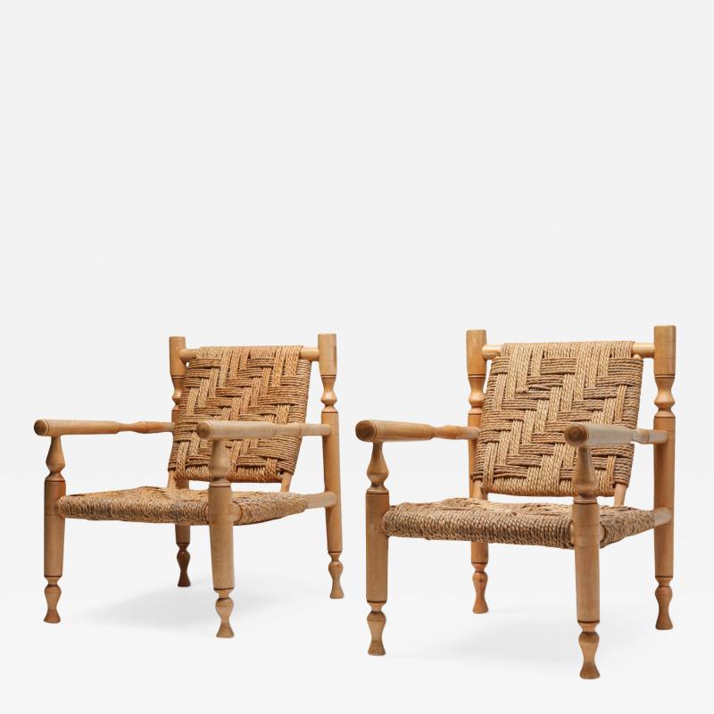  Adrien Audoux Frida Minet Audoux Minet Pair of Armchairs 1940s