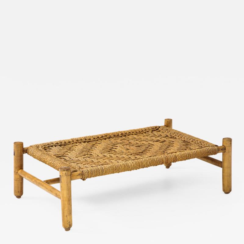  Adrien Audoux Frida Minet Audoux Minet Woven Rope and Wood Coffee Table or Bench