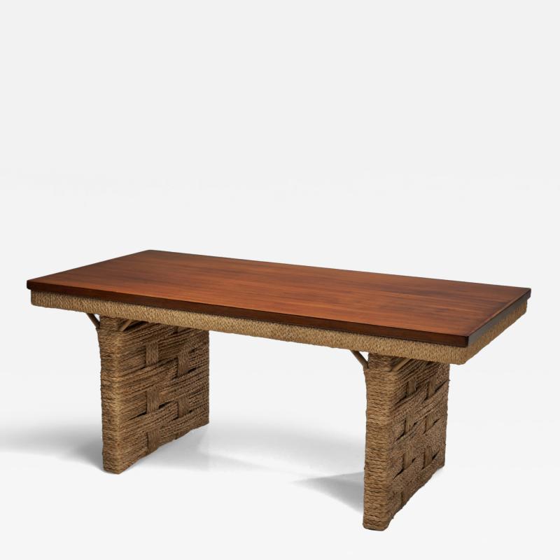  Adrien Audoux Frida Minet Oak Veneer Dining Table by Audoux and Minet France 1st Half of the 20th Century