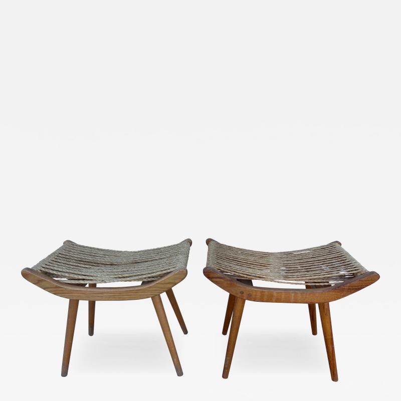  Adrien Audoux Frida Minet Pair Of French Audoux Minnet Attributed Sycamore And Rope Ottomans