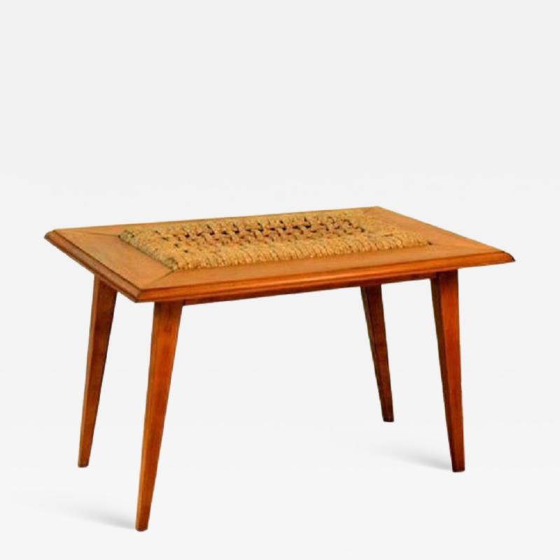  Adrien Audoux Frida Minet Rare Oak and Rope Side Table by Adrien Audoux and Frida Minet