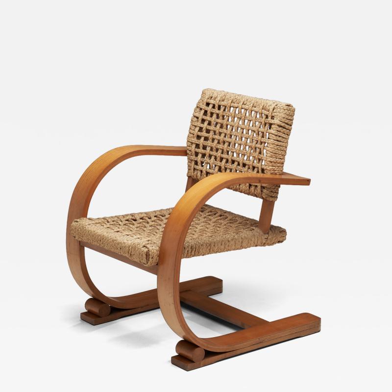  Adrien Audoux Frida Minet Rope Armchair by Adrien Audoux and Frida Minet for Vibo Vesoul France ca 1950s