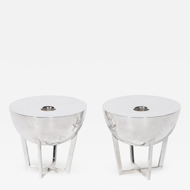  Alan Adler Pair of Grecian Fire Hand Wrought Sterling Silver Candle Holders by Alan Adler