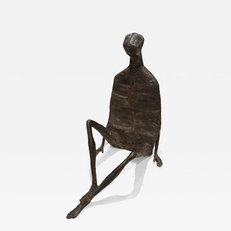  Alberto Deigo Giacometti UNUSUAL FORM BRUTALIST BRONZE SITTING MAN ATTRIBUTED TO ALBERTO GIACCOMETTI