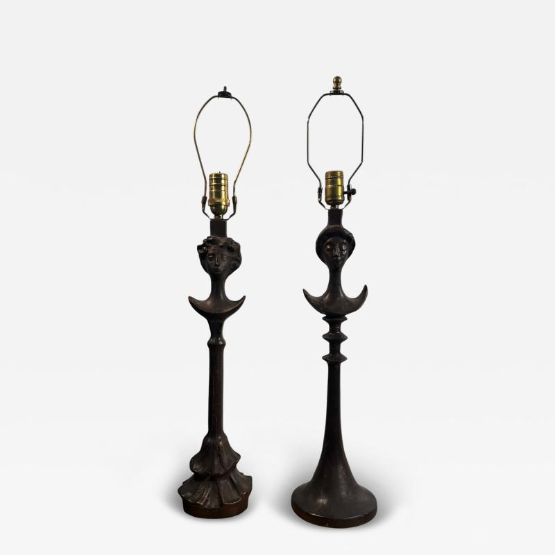  Alberto Diego Giacometti GIACOMETTI TETE DE FEMME RESIN TABLE LAMPS BY SIRMOS