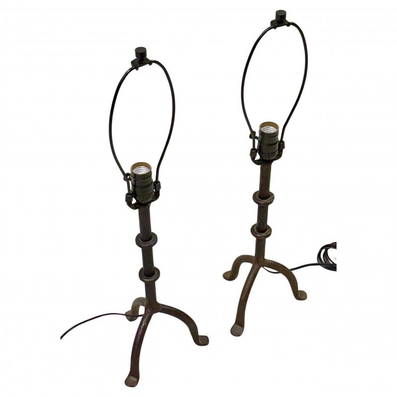  Alberto and Diego Giacometti French Mid Century Wrought Iron Table Lamps in the Style of Giacometti