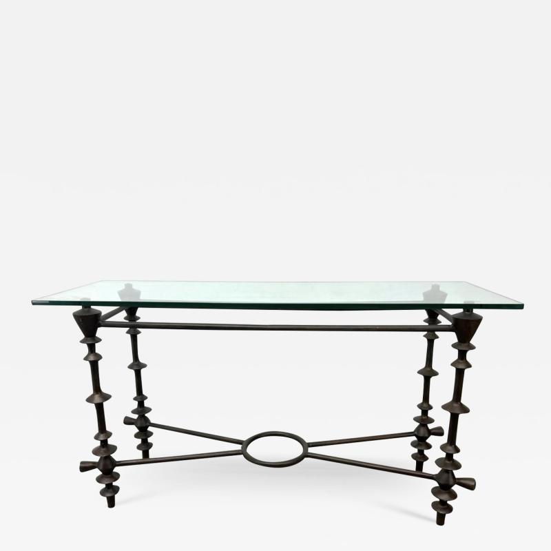  Alberto and Diego Giacometti SCULPTED BRUTALIST BRONZE PATINATED ALUMINUM CONSOLE IN THE STYLE OF GIACOMETTI