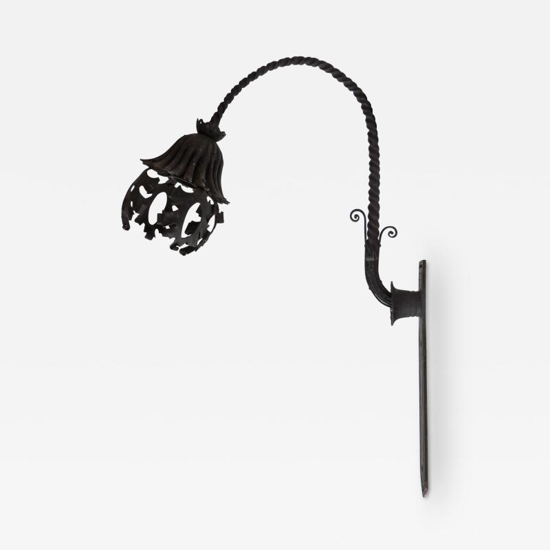  Alessandro Mazzucotelli Alessandro Mazzucotelli Art Nouveau Wrought Iron Wall Lamp Italy 1920s