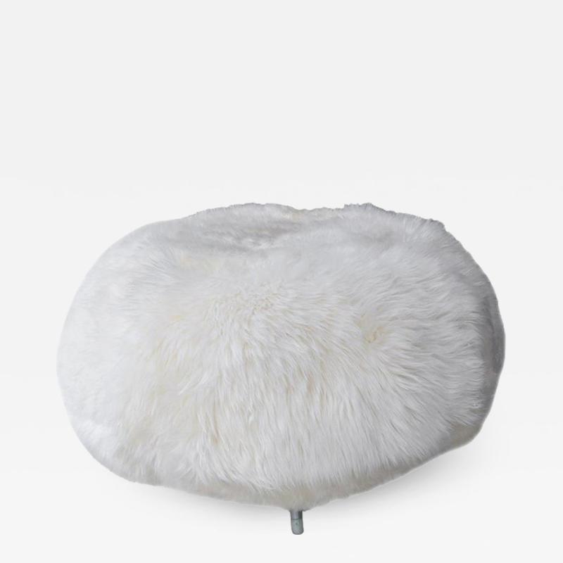  Allermuir New Zealand Sheepskin Ottoman with Aluminum Legs by Allermuir