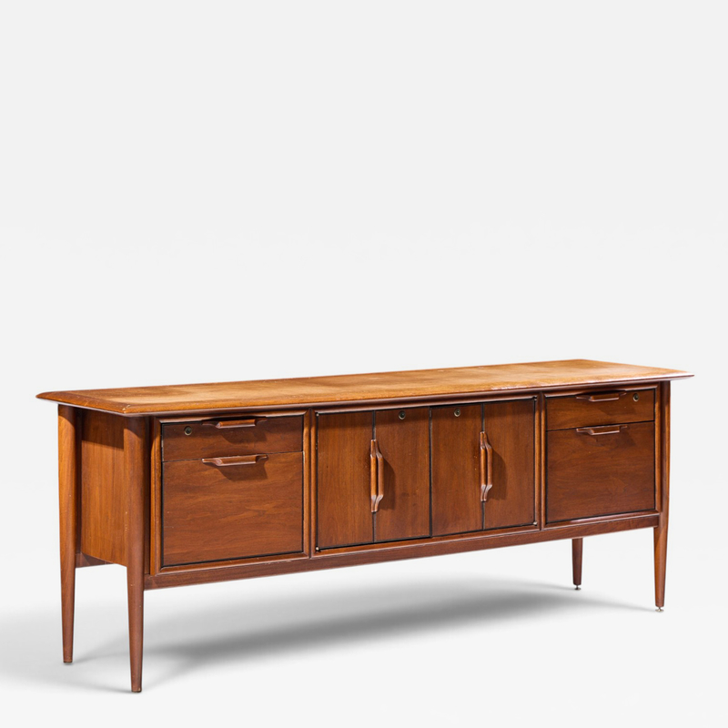  Alma Desk Company Alma Castilian Mid Century Walnut Credenza